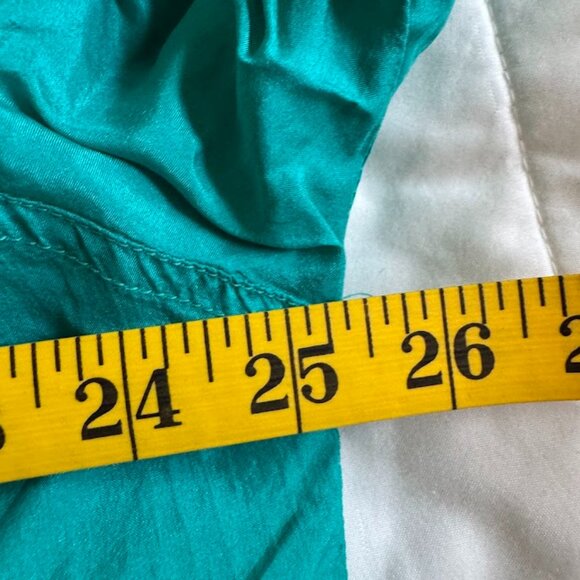 Vintage 1980’s EVR 100% Silk Bomber Jacket, Teal w/ Gold Beads, Lined, Size XL - Picture 3 of 9